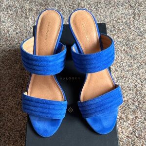Halogen Royal Blue Mules block heel